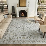 Cocosity 8'x10' Washable Beige Neutral Boho Rug Large Soft Non-Slip Area Rug for Living Office